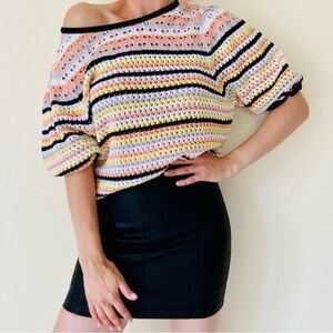 Marc New York Vibrant Off-the-Shoulder Sweater Orange Yellow